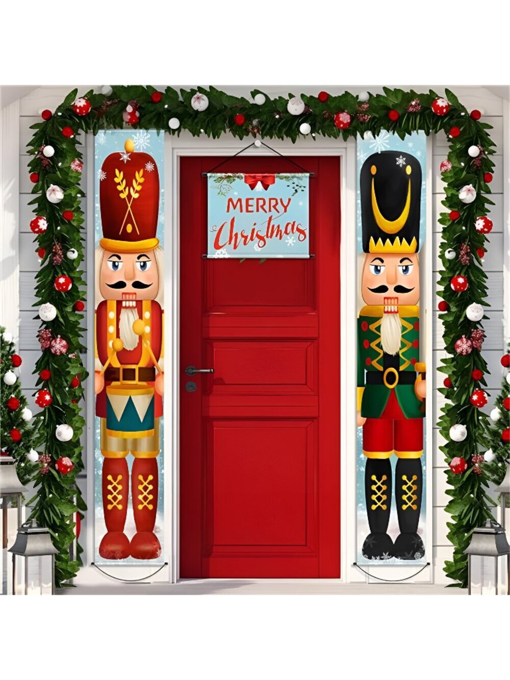 3Pieces Nutcracker Christmas Banner Soldier Nutcracker Banner Soldier Porch Sign